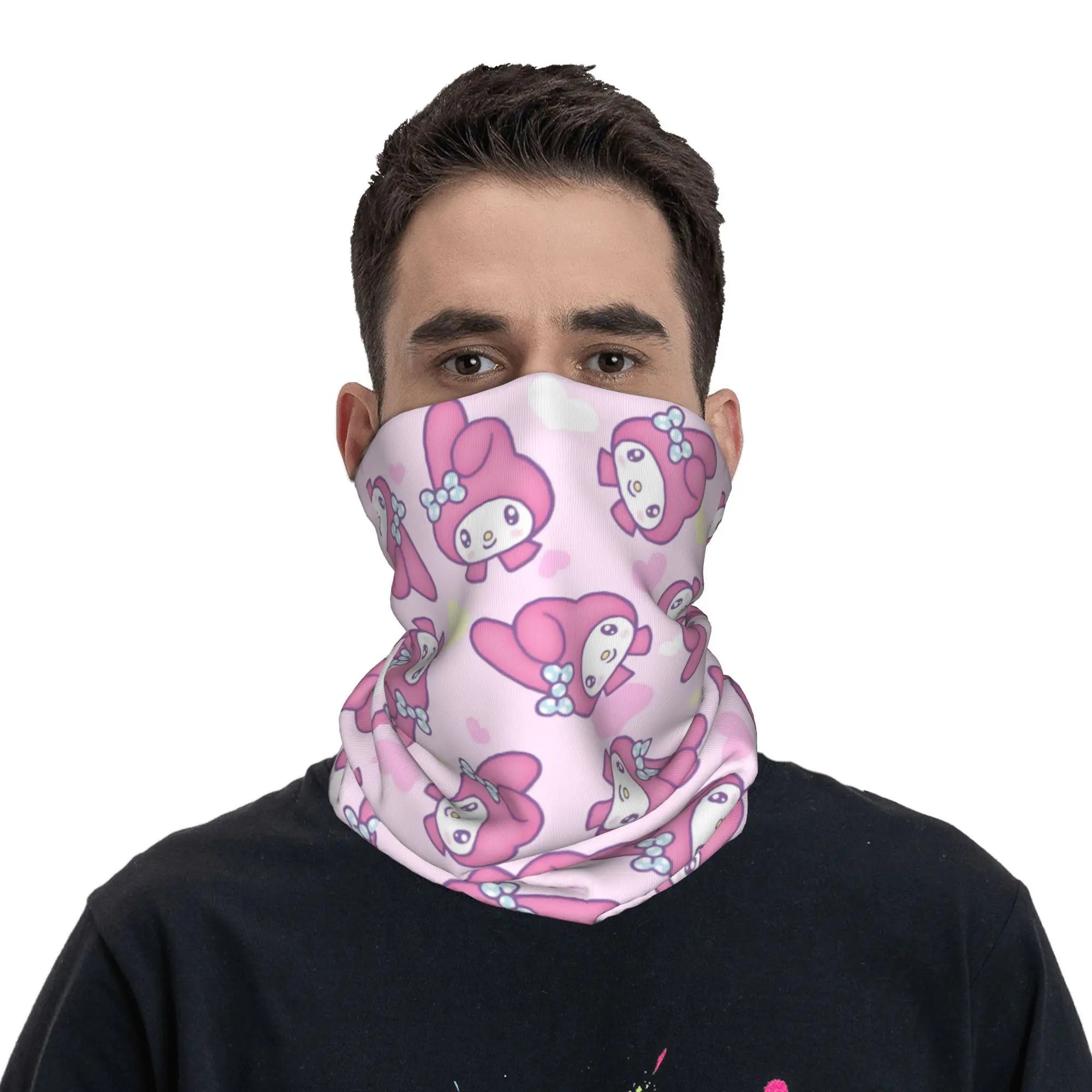 Custom Pink Melody Bandana Neck Gaiter UV Protection Face Scarf Cover Men Women Kawaii Design Headwear Tube Balaclava