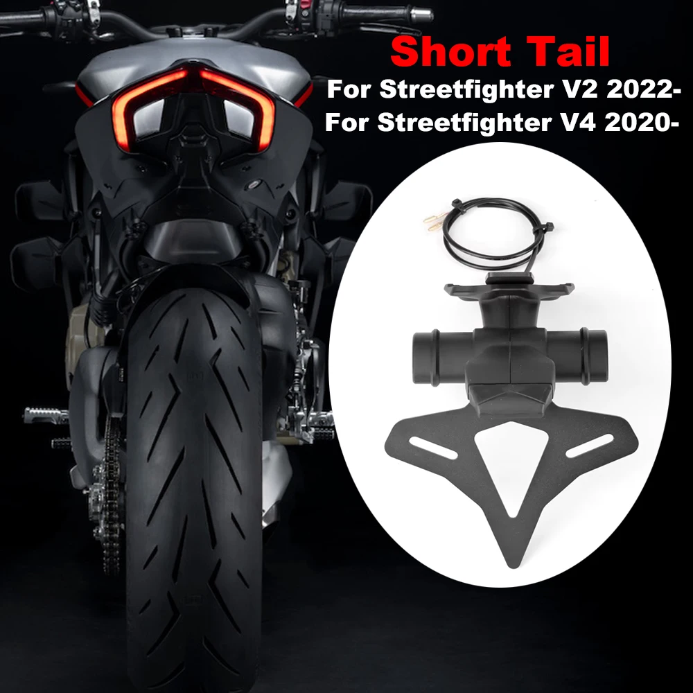 

Motorcycle Rear Short Tail Stock License Plate Holder Tailstock Frame Bracke For Ducati Streetfighter V2 2022- & V4 S V4S 2020-