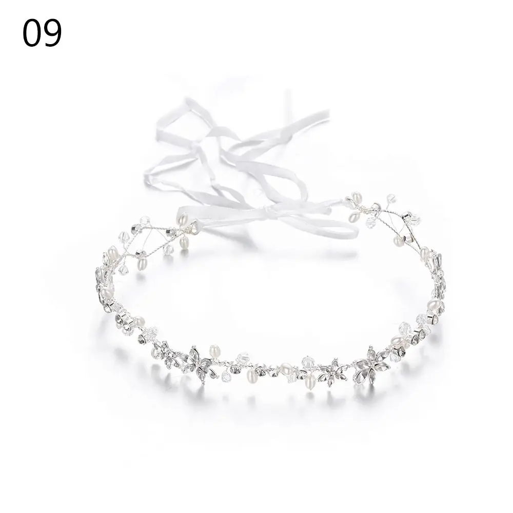 Girls Diamante Crown Hair Jewelry Hair Ornaments Bride Crystal Headband Bridal Hair Vine Wedding Hair Accessories Pearl Leaf