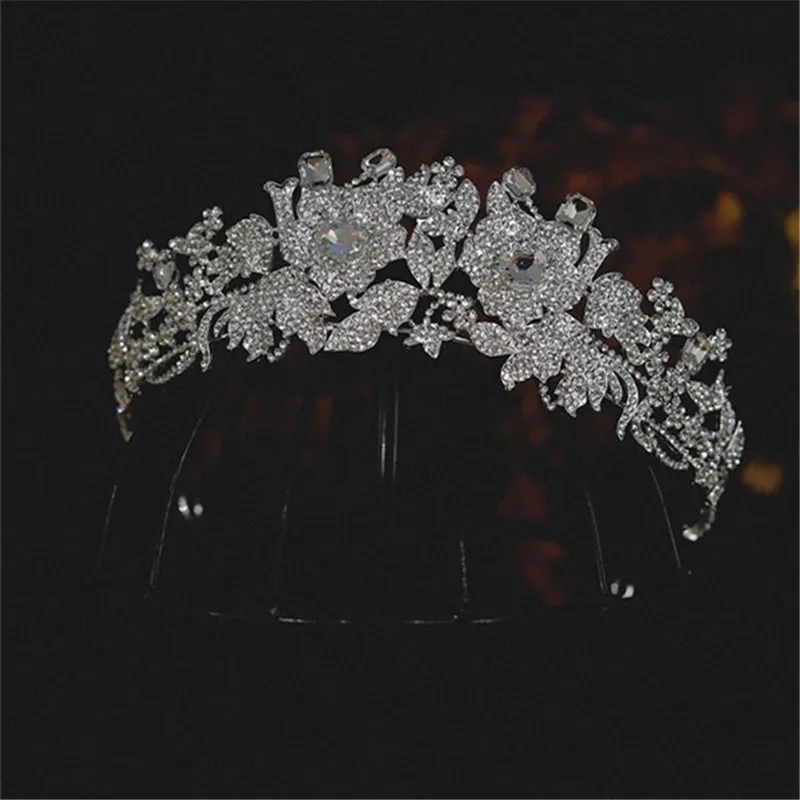 CC Bridal Crowns Wedding Accessories Engagement Hair Ornaments Women Headbands Flower Shape Luxury Tiaras Shining Charm AN103