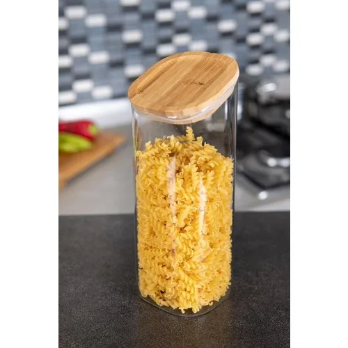 Acar With Bamboo Lid Oval Glass Jar 950 ml