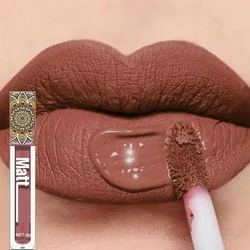 Matte Nude Lip Gloss Brown Nude Pigment Dark Red Long Lasting Velvet Liquid Lipstick Women Makeup Waterproof Lip Glaze