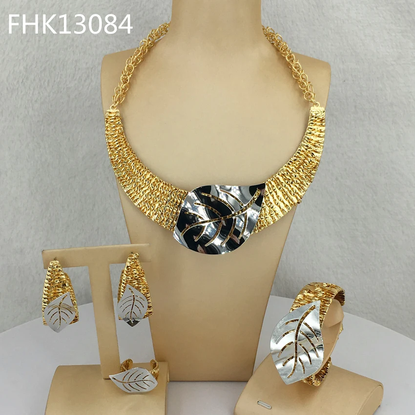 

Big Leaf Necklace High Quality Brazilian Jewelry Sets for Women Party Wedding FHK13084