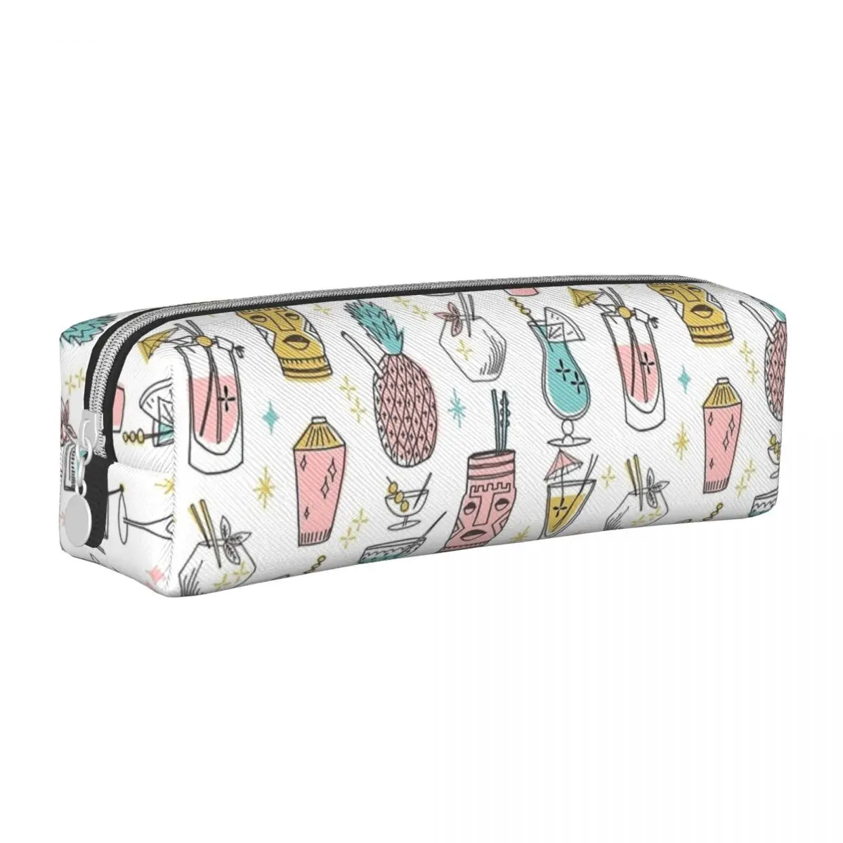 Tropical Tiki Bar Hawaiian Drinks Pencil Case Cute Pattern Pencilcases Pen Kids Big Capacity Pencil Bags Office Gifts Stationery