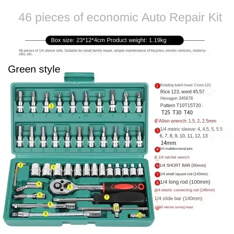 Multi Functional Automotive Mechanical Maintenance Vehicle Socket Wrench Toolbox Combination Hardware Set Complete Set