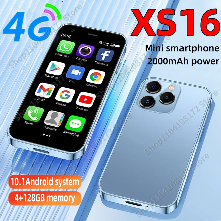 

New XS15 Mini Smartphone Android10.1 3.0 Inch Display 4G RAM 128GB ROM Dual SIM Standby Play Store 4G Little Phone Celular NFC