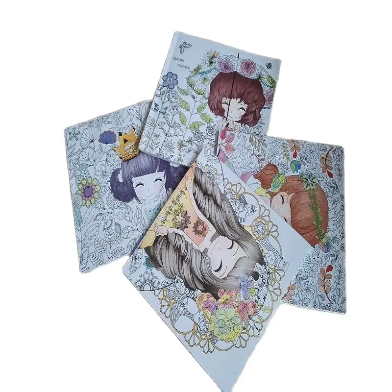 Книга-Раскраска с красивым цветочным рисунком для снятия стресса