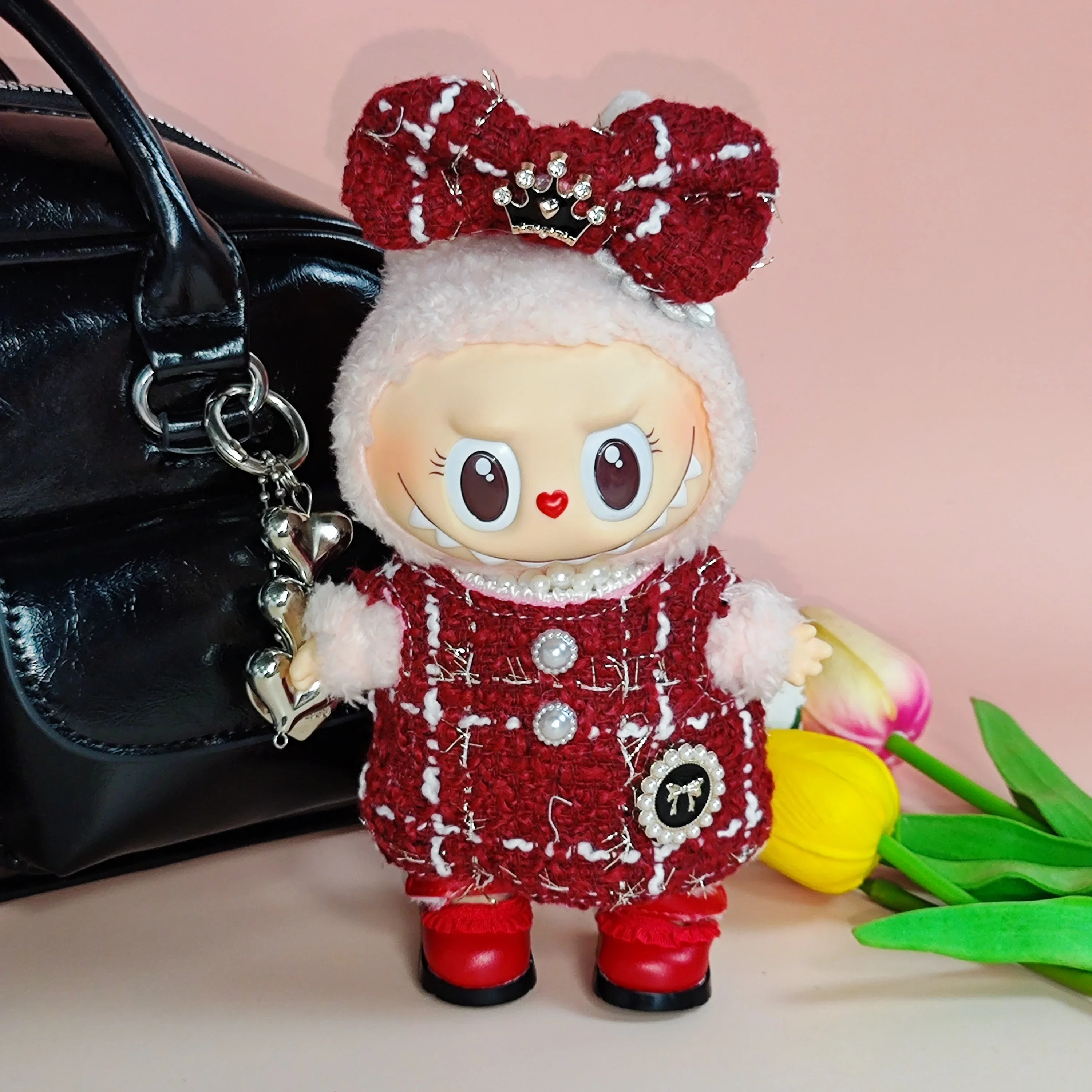 17 سنتيمتر Labubu إكسسوارات دمي الملابس Kawaii تصميم صغير فاخر الحلو تنورة الأميرة Labubu الملابس حقيبة كروسبودي أحذية الأميرة