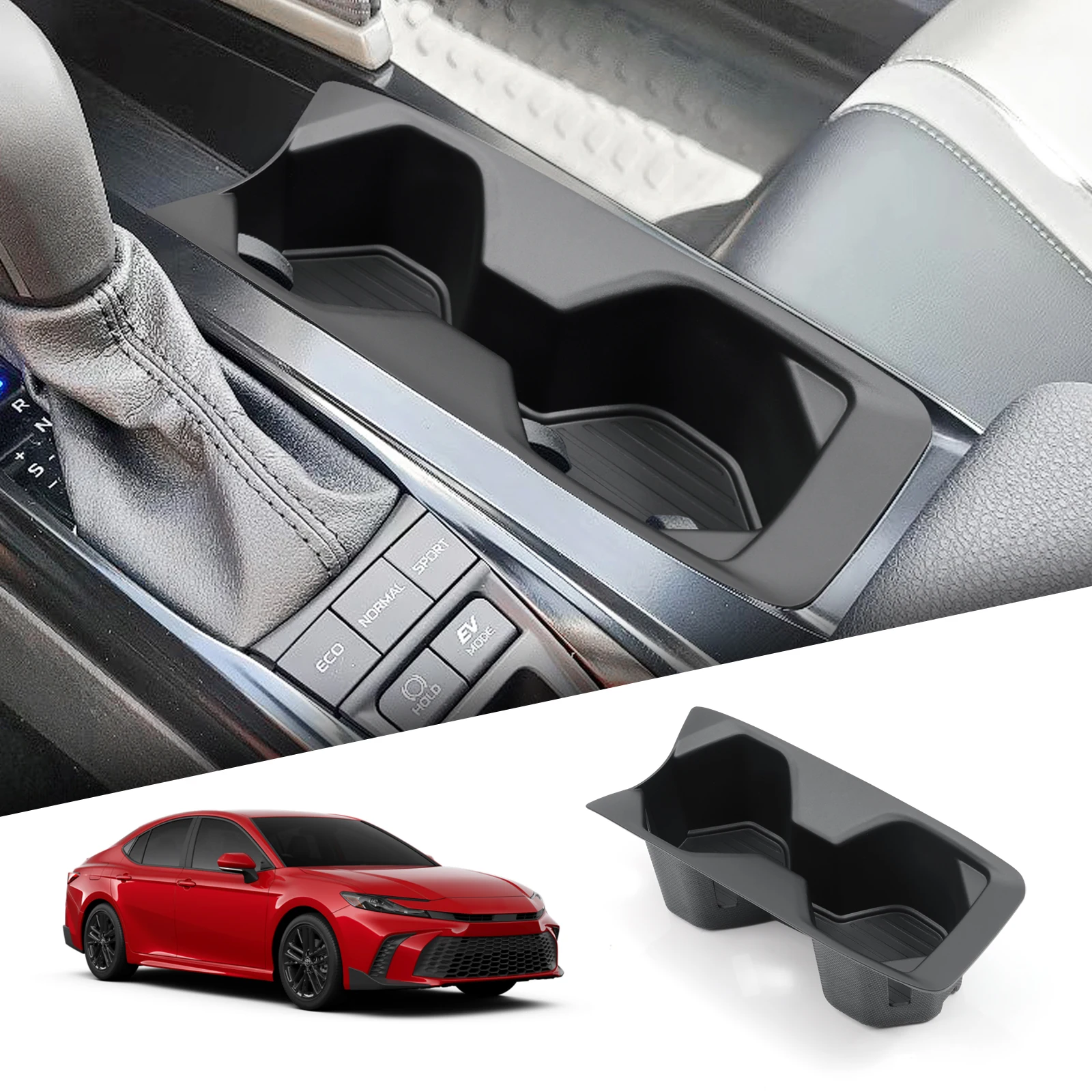 for Toyota Camry US Version 2024 2025 Cup Holder Center Console Storage Box TPE Shock-Absorbing Central Cup Tray Tidying