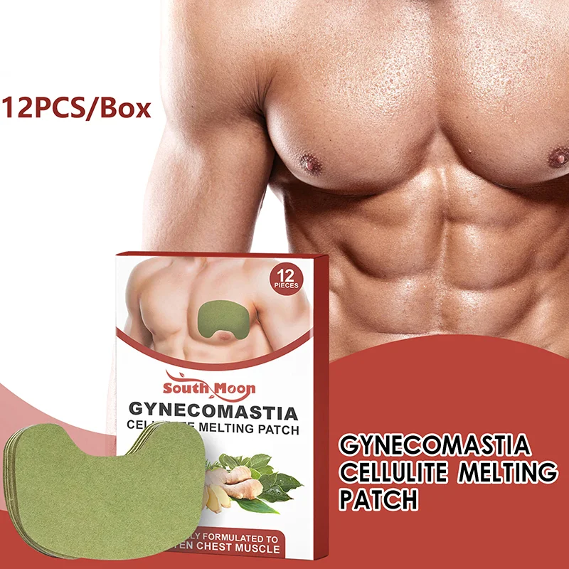 Male Chest Tightening Gynecomastia Patches, Box of 12; Ideal for Abs and Chest Muscles