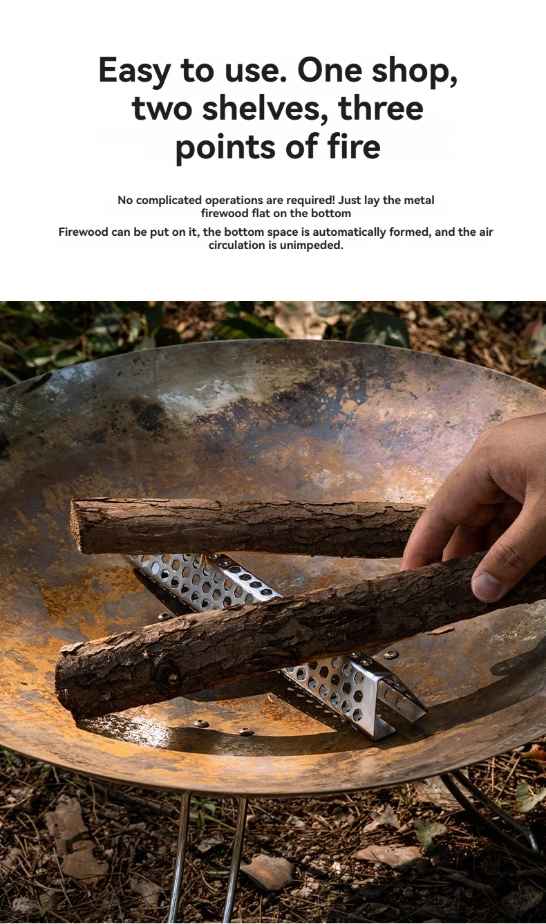 CAMPINGMOON Neuheit A4-CS/A4-CM Luftloch BBQ-Zubehör Campingausrüstung Wiederverwendbares Metall-Brennholz aus Edelstahl – Detail 11