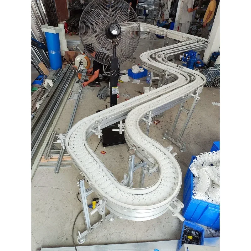 Flexible Scrapping Belt Conveyor Flat Top Chain Stainless Steel Plastic Chain Board Turning Machine Assembly Line Conveyor Belt