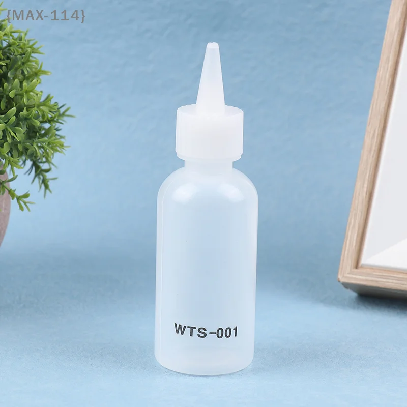 【F2】1 pieza 50ML WTS-001 alcohol líquido plástico con aguja para dispensador de pasta de flux de soldadura para reparación de PCB de teléfono 3