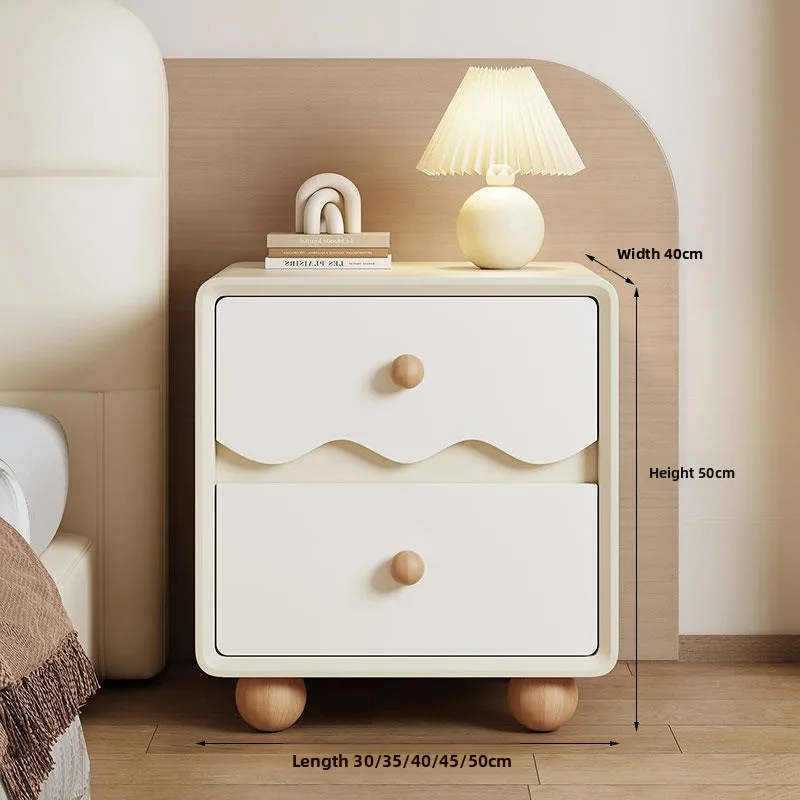 Cream Style Solid Wood Nightstand with Drawers Tall Storage Cabinet Large Capacity Bedside Table for Bedroom Home Organization