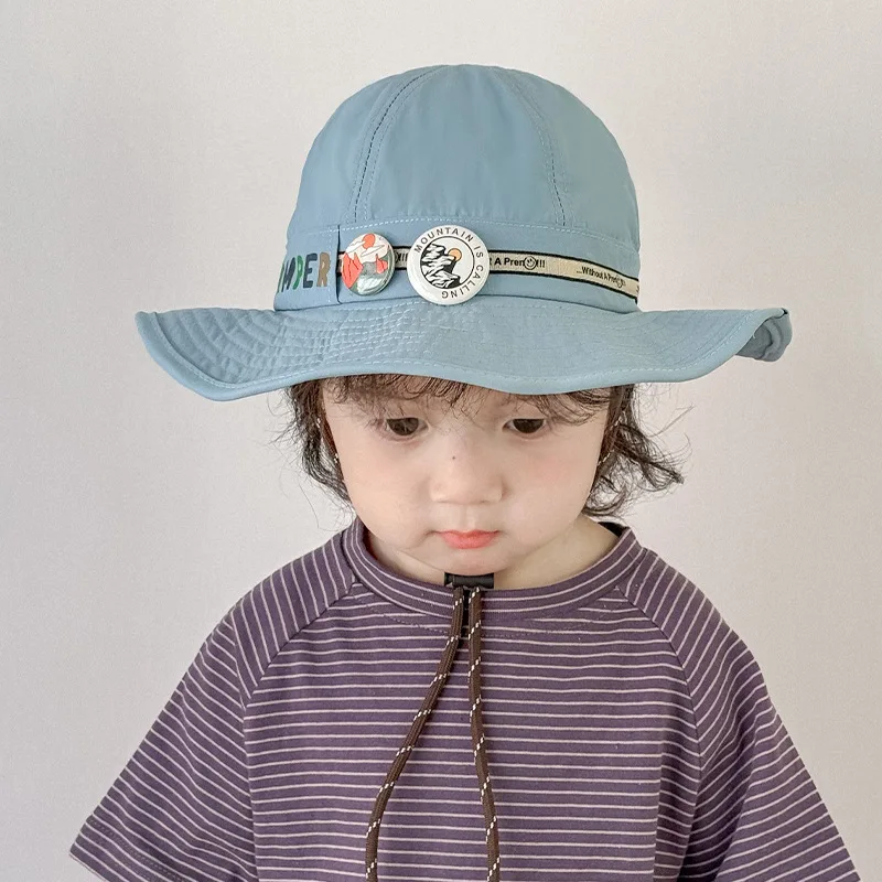 

children sun hats spring summer fast drying fashion bucket hats for boys girls summer cap with pins 2-4 years