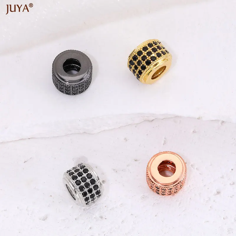 JUYA Zircon Spacer Beads Micro Pave CZ Tube Bead For Jewelry Making Supplies DIY Bracelets Needlework Accessories