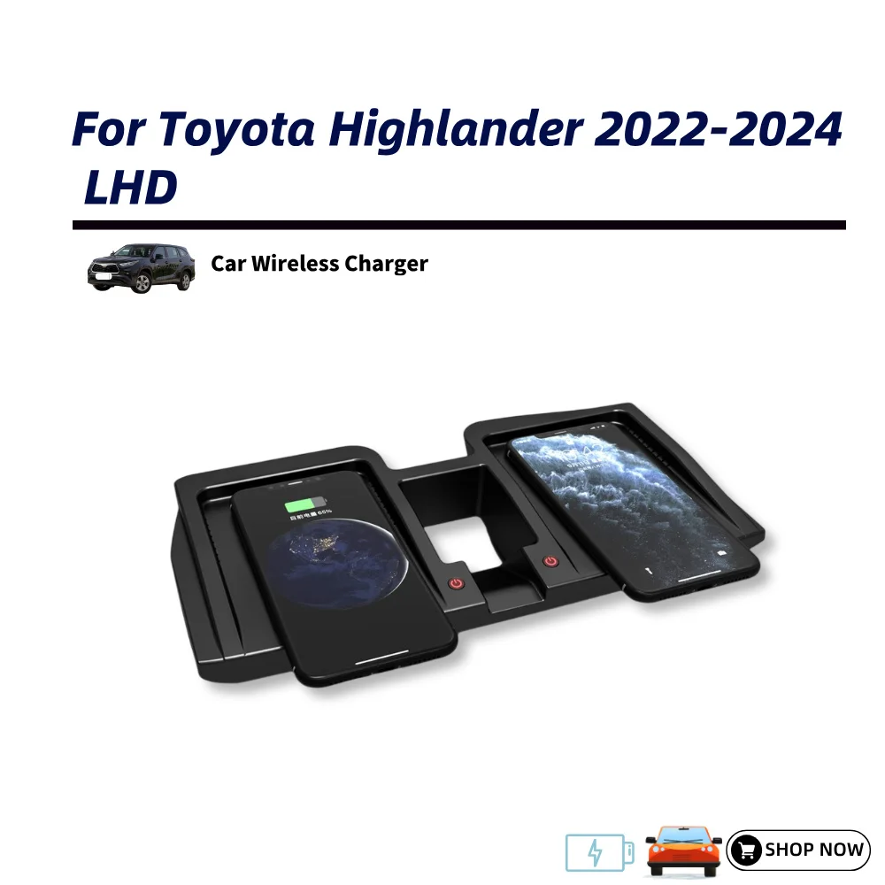 MOCENDO Fast Wireless Charger Pad Panel for Toyota Highlander 2022-2024 - Car Phone Charging Accessory