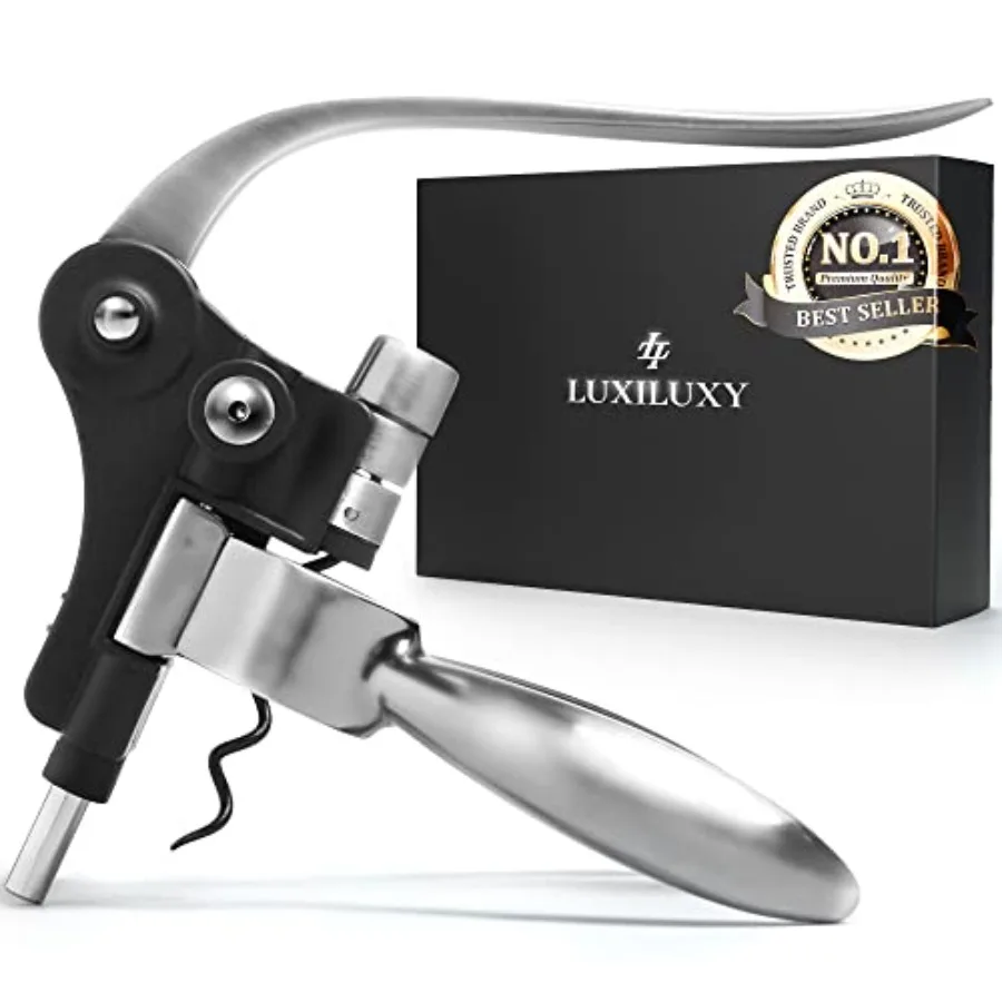 

Wine Bottle Opener Corkscrew Set [2024 upgraded, does NOT break!] Including Foil Cutter, Bottle Stopper, Opener Stand and Extra
