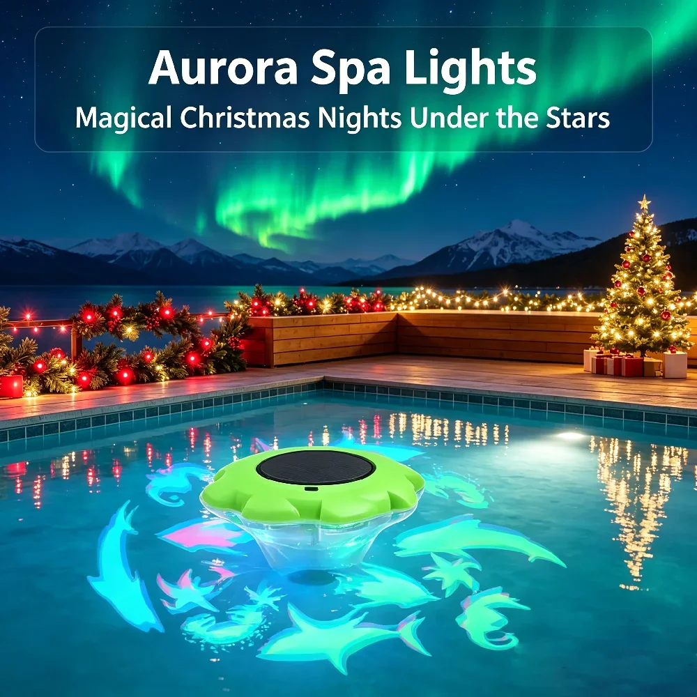 Solar Floating Pool Lights IP68 Waterproof Christmas Pool Decoration Lights Solar Powered Color Changing LED Projector Light