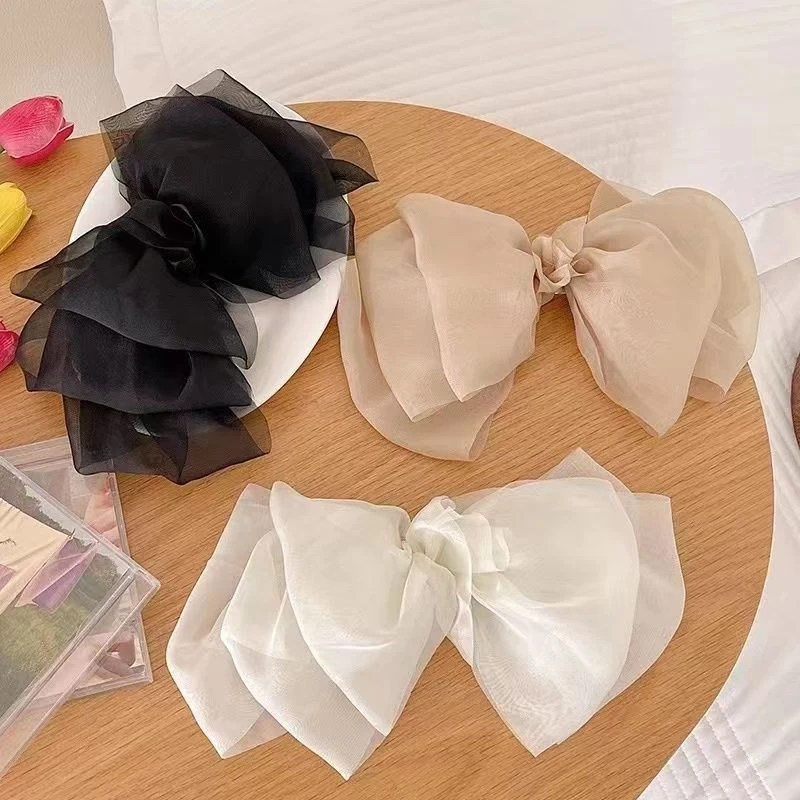 Neue Super Große Bowknot Haarspangen für Frau Bequeme Chiffon Bowknot Haar Clips Mode Kopfbedeckungen Frau Haar Zubehör – Detail 6