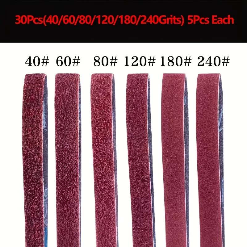 Abrasive Belt, Size 13×457 mm, Mixed Grits Including 40, 60, 80, 120, 180 and 240. Suitable for 457×13 Abrasive Belt Sanders, ID