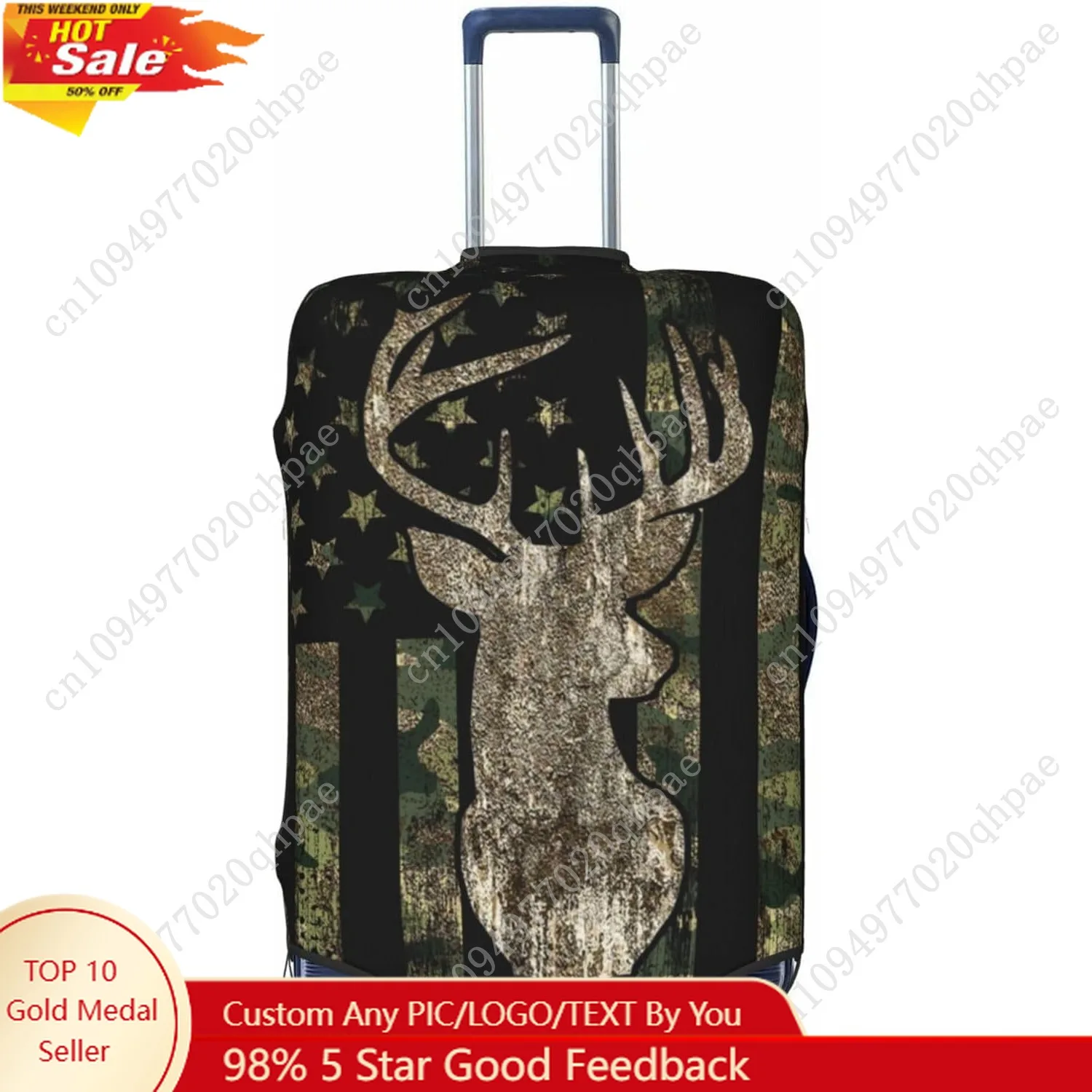التمويه الصيد التكتيكية الغزلان كامو العلم الأمريكي غطاء الأمتعة مرونة قابل للغسل تمتد حقيبة حامي المضادة للخدش Trave