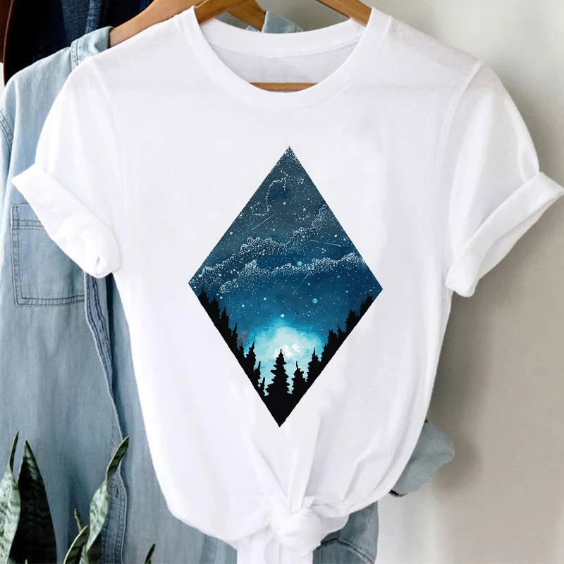 T-shirts Women 90s Clothing Casual Ladies Cute Printing Travel Fashion Trend Graphic Tshirt Top Lady Print Travel Tee T-Shirt