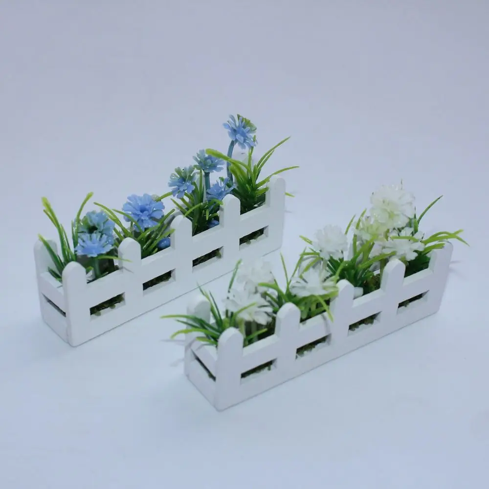 1:12 Scale Dollhouse Simulated Flower Fence Lifelike Artificial Pretend Play Miniature Potted Plants Decor Garden