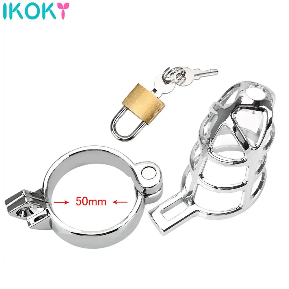 40/45/50mm for Choose Bird Cage Chastity Device Metal Cock Bdsm Bondage Penis Ring Lock Restraint Male Sex Toys For Men