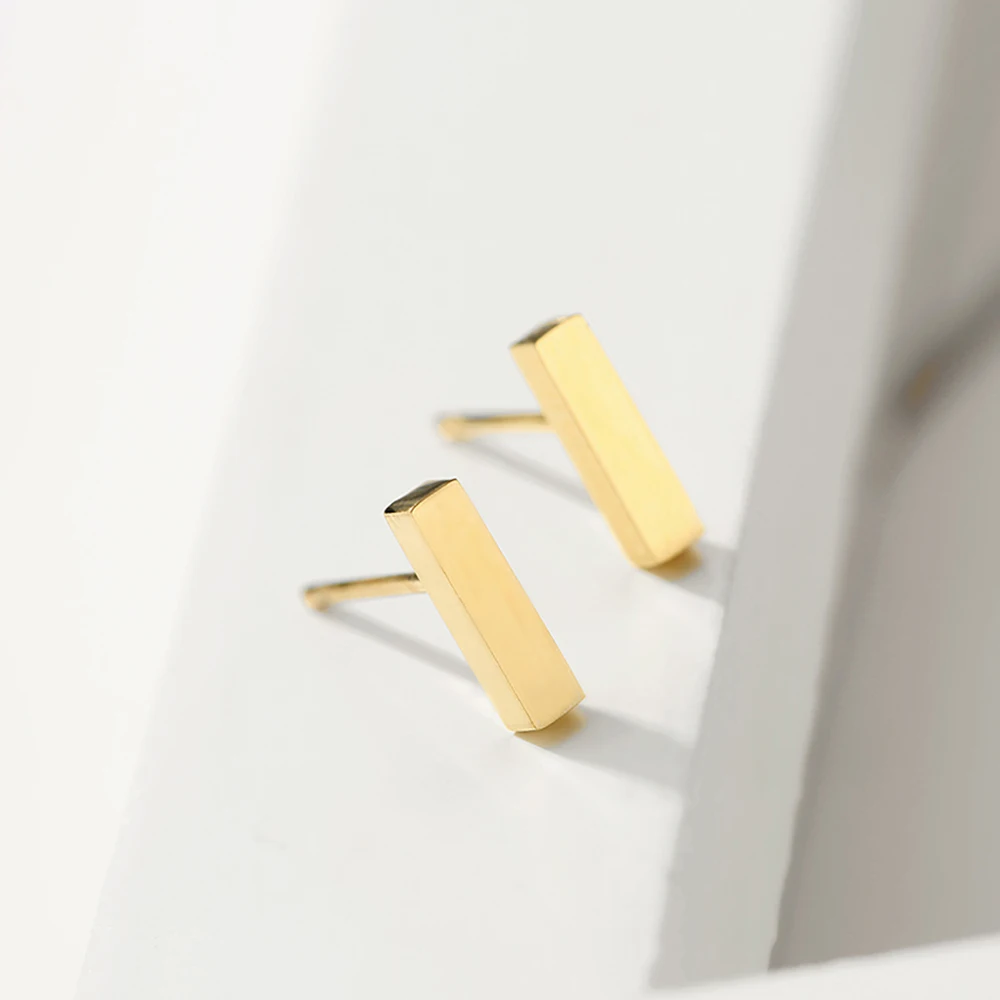 e-Manco Korean Style Small Stud Earrings for Women Fashion Stainless Steel Safety Pin Ladies Earrings Studs Jewelry