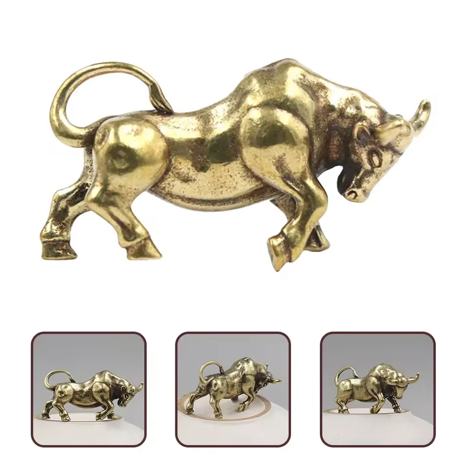 

Copper Craft Brass Solid Cattle Statue, Creative Animal Desk Ornaments, Desktop Home Decoration, Collectible, Cute Statue Orname