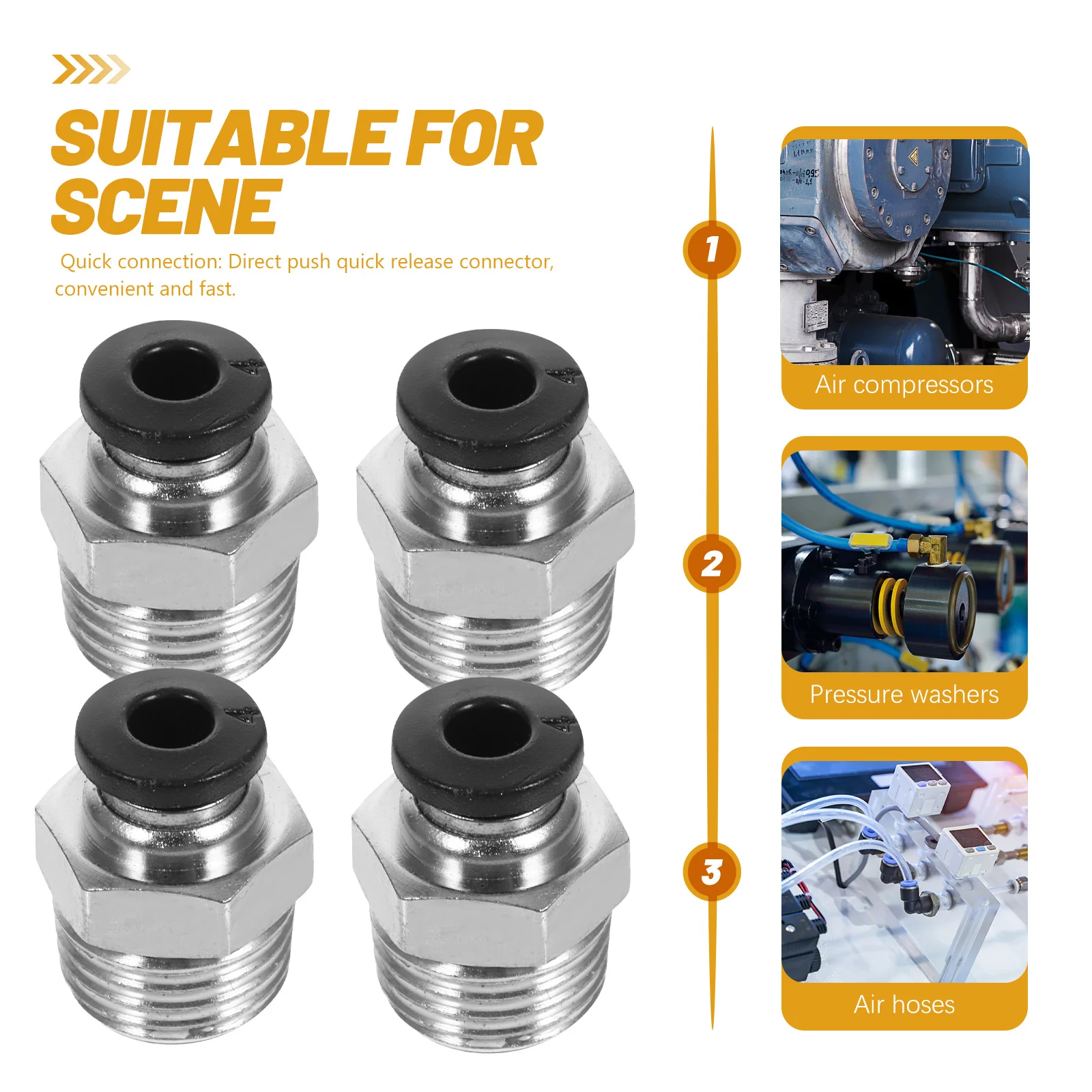 

10Pcs Air Hose Quick Connect Fittings Push in Connectors Durable Pneumatic Fittings Connector Quick Connector Fitting