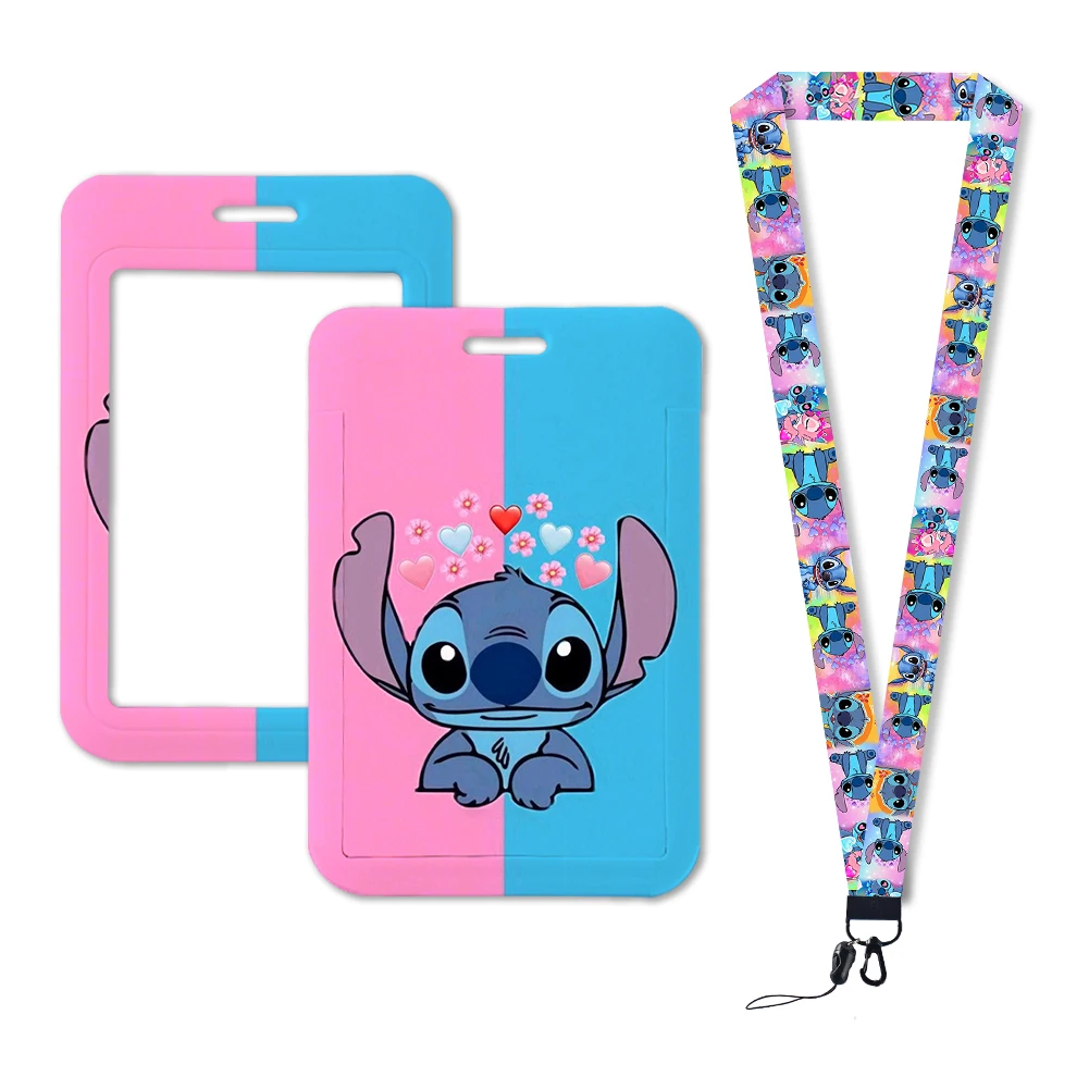 Disney Cordini Portachiavi Stitch Lilo Porta badge carino ID Carta di credito Pass Hang Rope Cordino per chiavi Accessori Regali