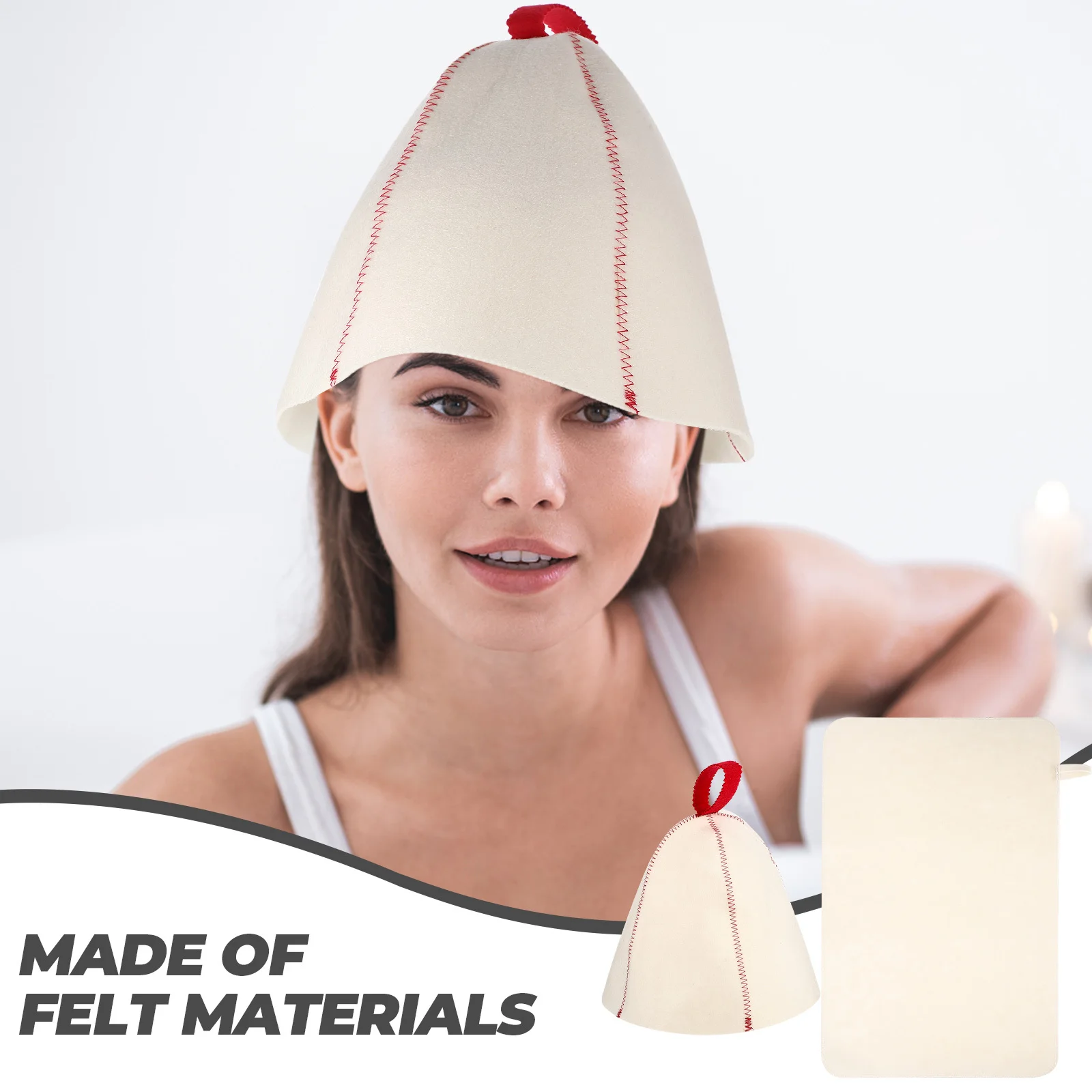 

1 set Felt Sauna Hat For Women Thickened Waterproof Bathing Cap Large Breathable Shower Hat Heat Insulation Spa Bath Cap