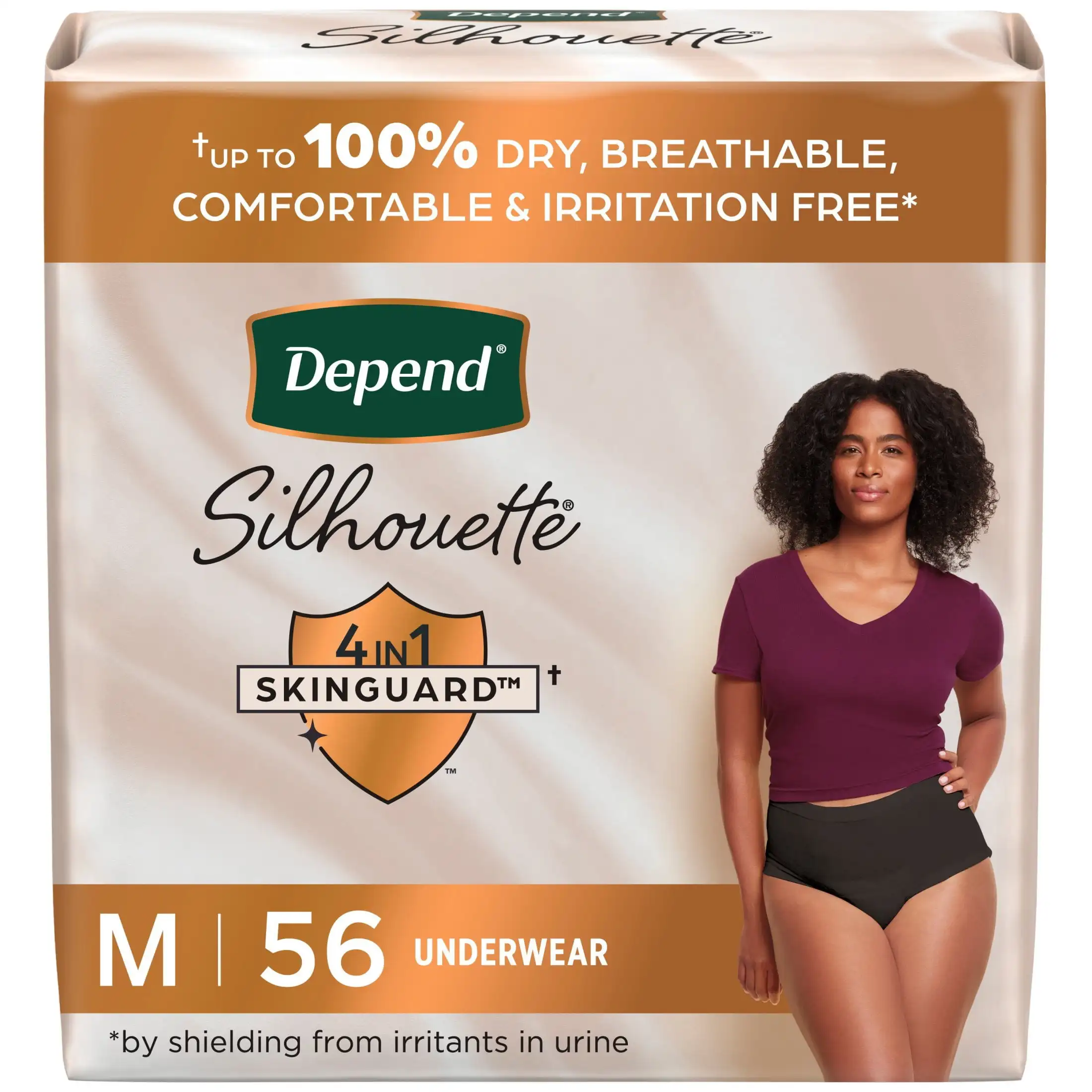 

Silhouette Women's Incontinence & Postpartum Bladder Leak Underwear, M, 56 Count