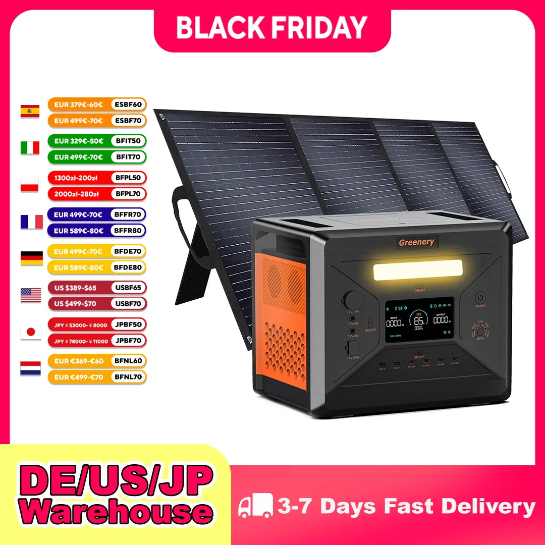 محطة طاقة محمولة G2500 من Greenery بطارية LiFePO4 بقدرة 2304 وات مع ذروة 2500 وات (4800 وات) ومخرج تيار متردد ومولد طاقة شمسية للطوارئ المنزلية #1