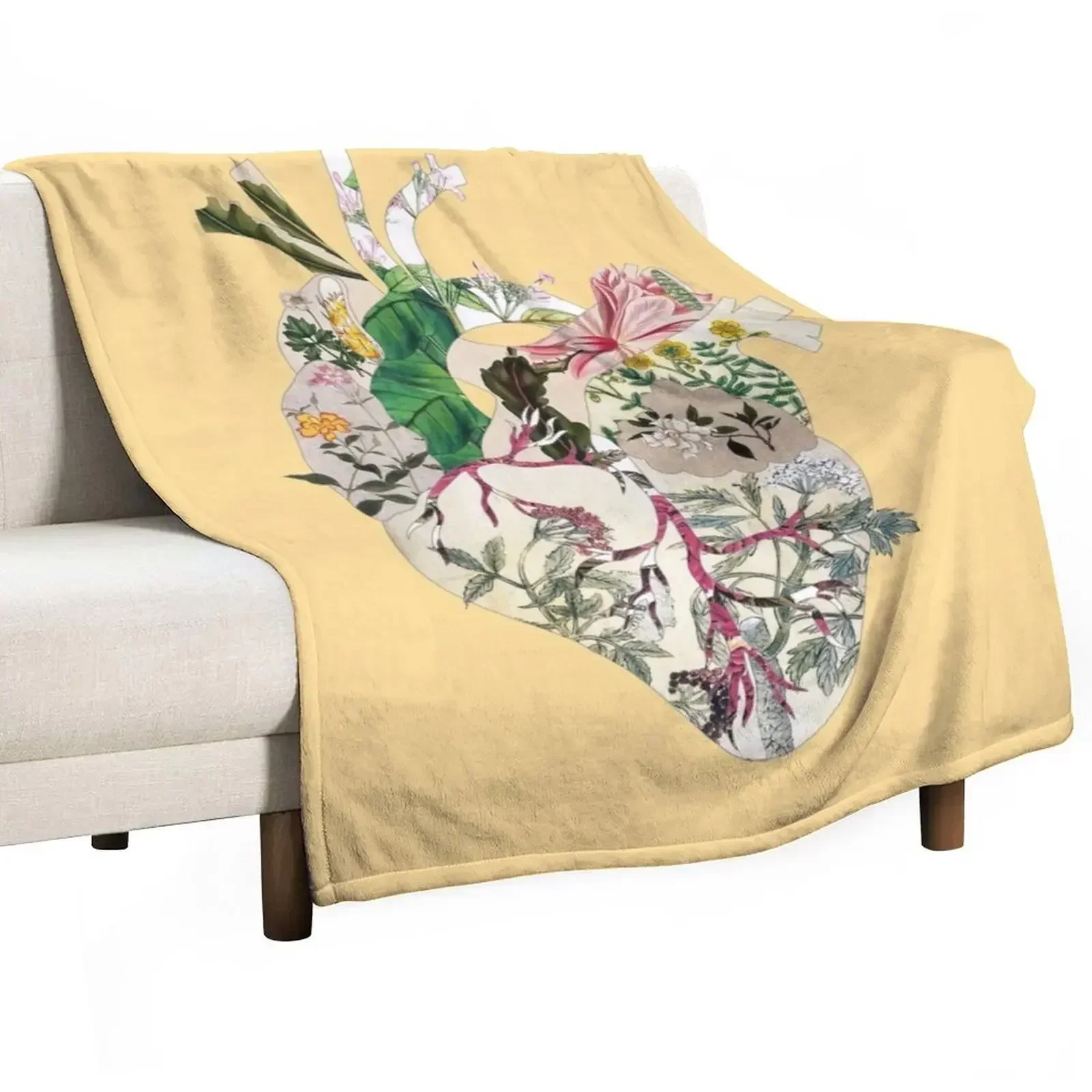 

Vintage Botanical Heart - sunshine Throw Blanket Shaggy Winter beds Stuffeds Blankets