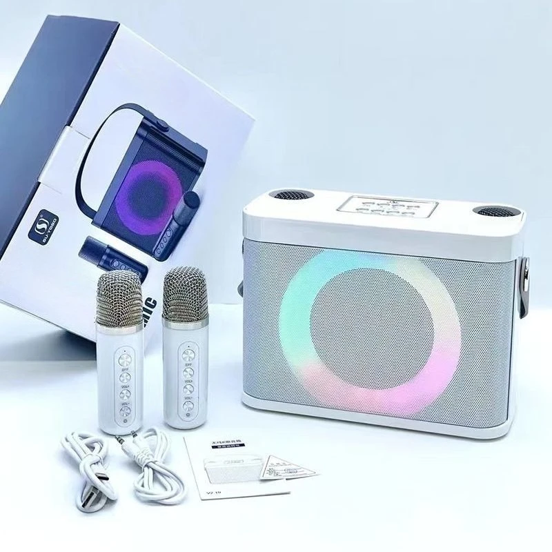 Home Outdoor Portable high definition sound quality Portable wireless Bluetooth Karaoke audio Dual microphone speakers