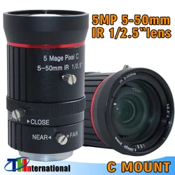 수동 줌 수동 조리개, IP CCTV, CCD 카메라 박스, USB 카메라용, 산업용 렌즈, IR F1.6, 5MP, 5-50mm, 1/2 인치, C 마운트