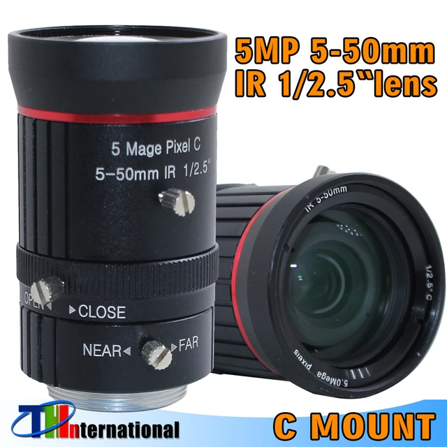5MP 5-50mm 1/2.5" C Mount CCTV Industrial Lens IR F1.6 Manual Zoom Manual Iris for IP CCTV CCD Camera BOX USB CAMERA