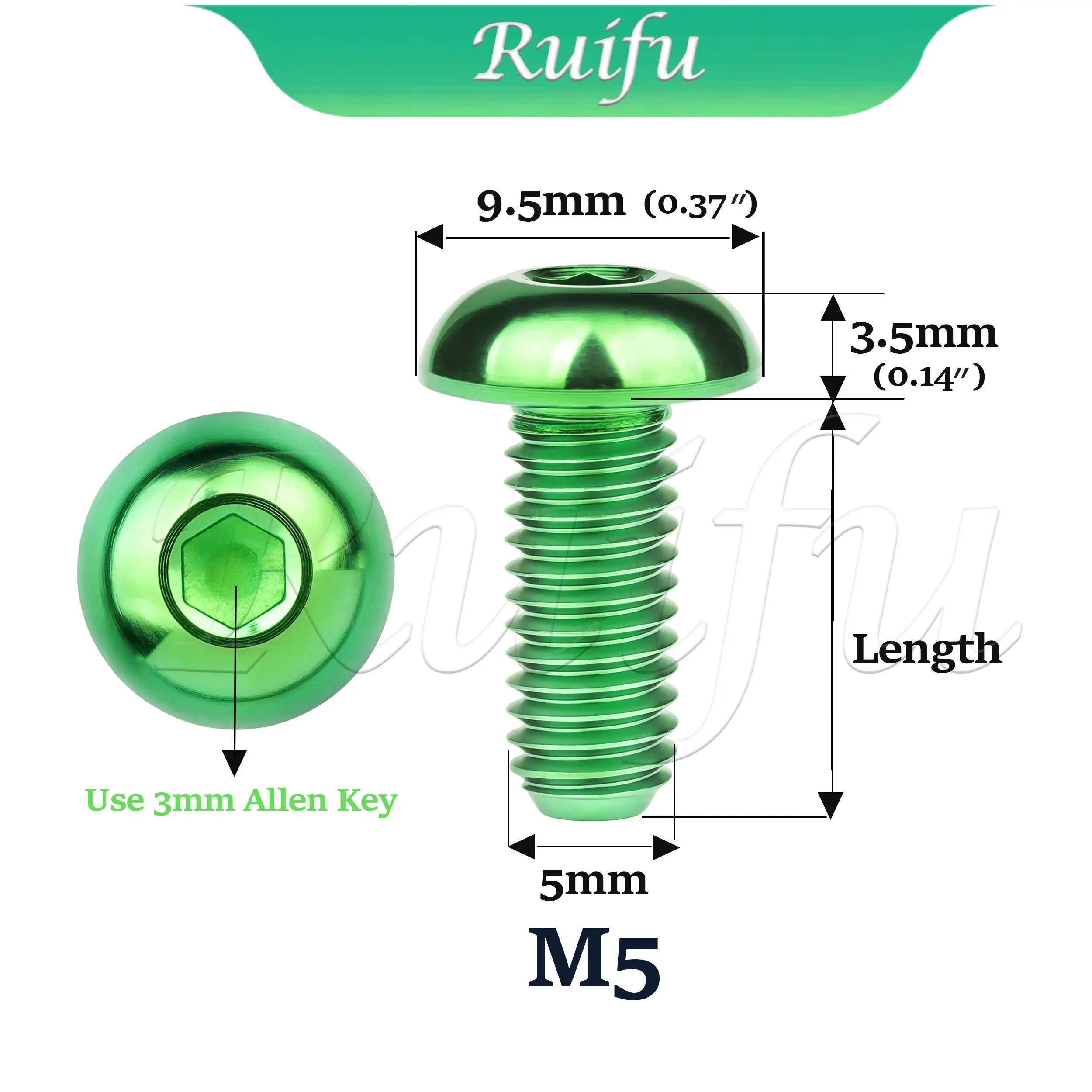 Ruifu Titanium Bolt 10PCS Hex Hexagon Socket Button Head Cap Screw  M3 M4 M5  Allen Bolts