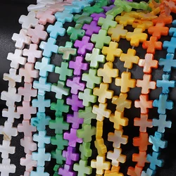Dyed Natural Freshwater Shell Beads 10mm Colorful Cross Shape Shell Loose Spacer Beads for Jewelry Making DIY Bracelet Necklace
