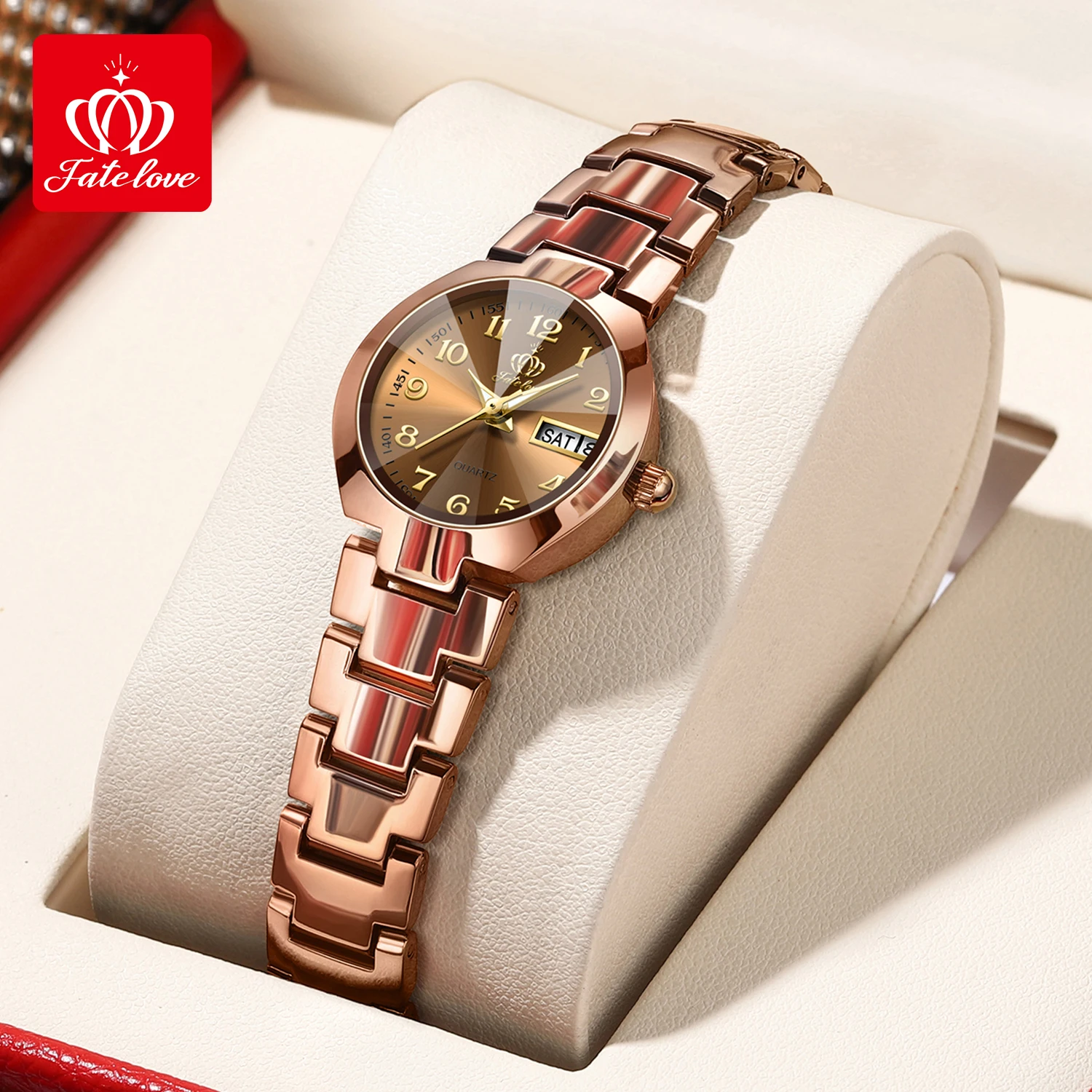 FATELOVE 818 Womens Watch Luxury Original Wristwatch For Girl Waterproof Luminous Ladies Watch Dual Calendar Display Reloj Mujer