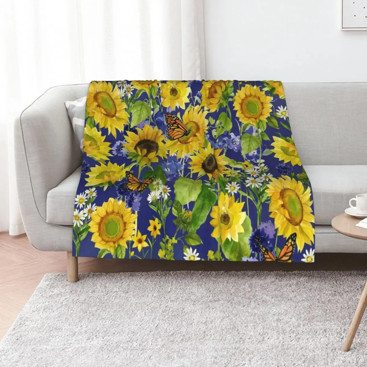 

Sunflowers and butterflies classic floral Throw Blanket For Baby Bed linens anime Giant Sofa Blankets
