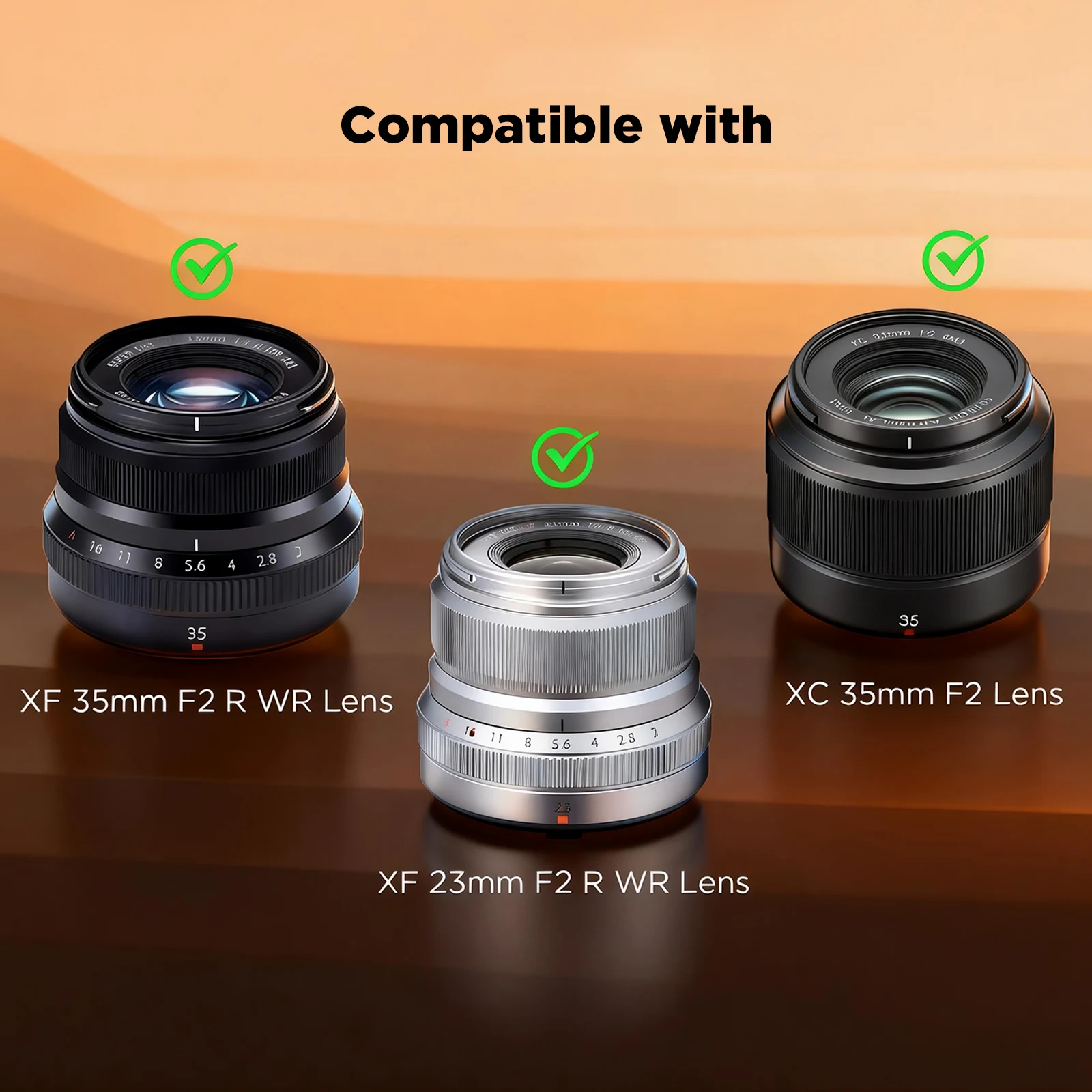 FUJIFILM XF35mm F2 R WR フード付き HaogeメタルスクエアフードFujifilm XF35mmF2 R WR