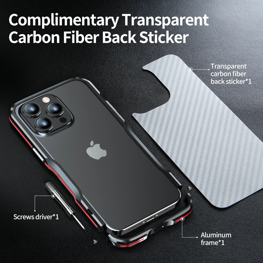 For iPhone 15 Pro Max Armor Case Luxury Metal Frame For iPhone 14 Plus 14 Pro 15 Aluminum Alloy Lightweight Shockproof Bumper