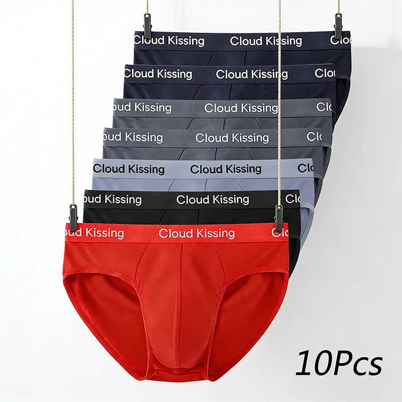 10Pcs Cloud Kissing Men's Underwear Briefs Breathable Soft Comfortable High Elastic Male Underpants For Cycling Hiking Running