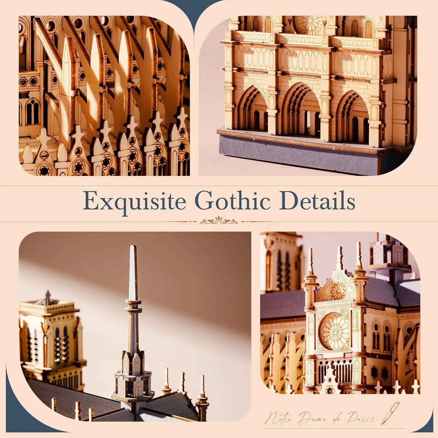 Robotime Rokr 3D Puzzle Paris Cathedral Wooden Model Kit for Adults to Build DIY Toy Building Construction Craft Kits Ideal Gift
