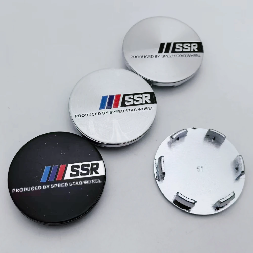 

4pcs 51mm 46mm SSR Logo Emblem Badge Car Wheel Center Caps Wheel hubcaps Rim Hub Center Dust Cover Replace Car Accessories