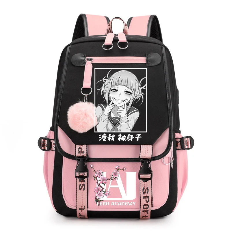 My foreAcademia-Sac à dos Anime Cartoon, HimATM Toga Bookbag, Sac à dos rose Boku No, Sac à dos de voyage pour ordinateur portable, Garçons et filles